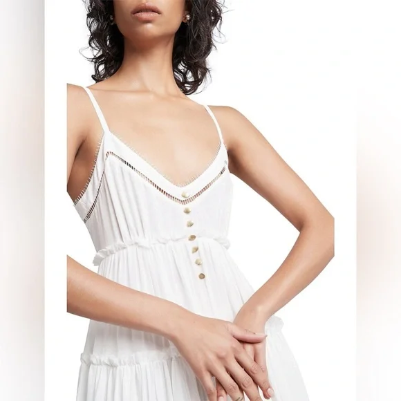 NWT AJE White Maxi summer Dress with gold buttons size 4 - Picture 4 of 7